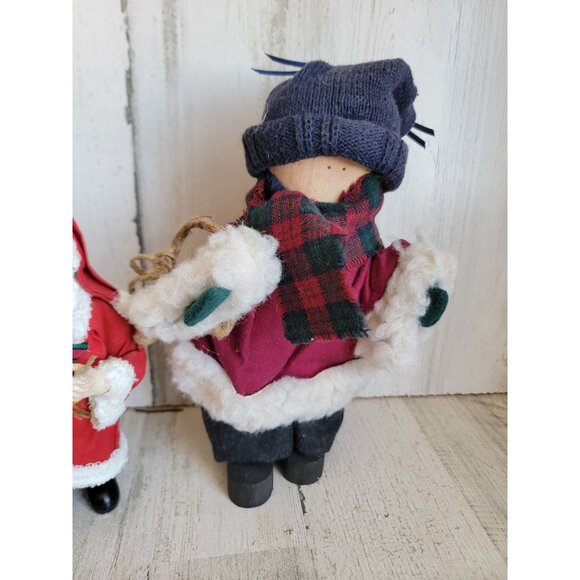 Vintage Santa Claus kid unique plaid doll figure set Xmas decor - Picture 4 of 8